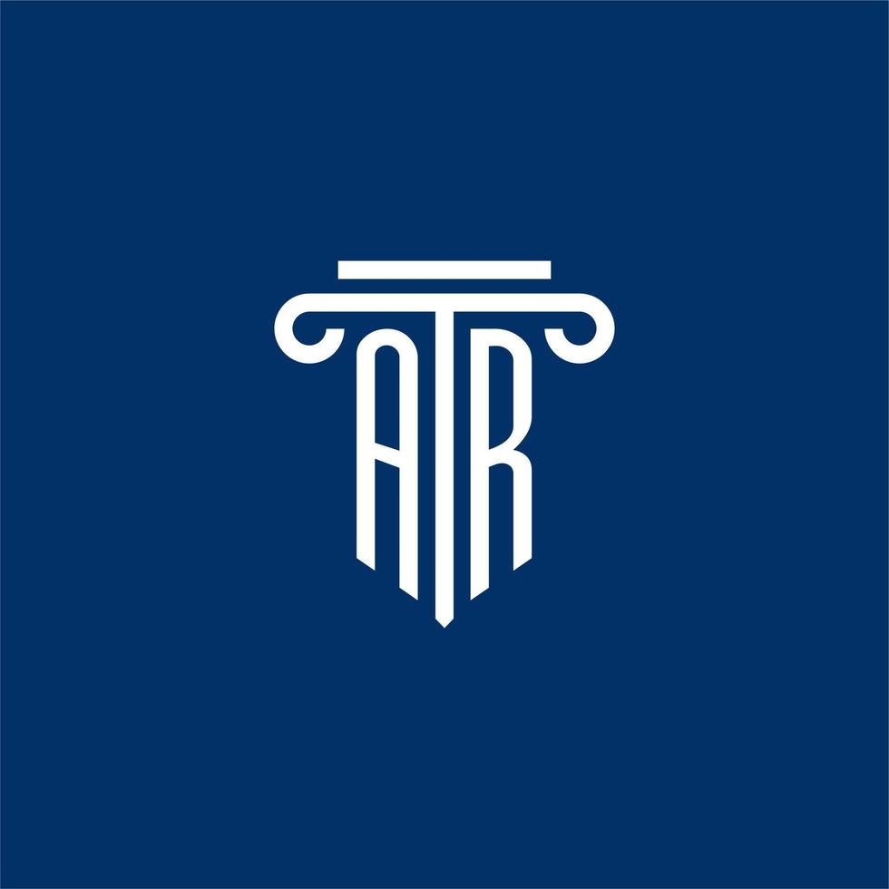 monogramme de logo initial ar avec icône de pilier simple vecteur