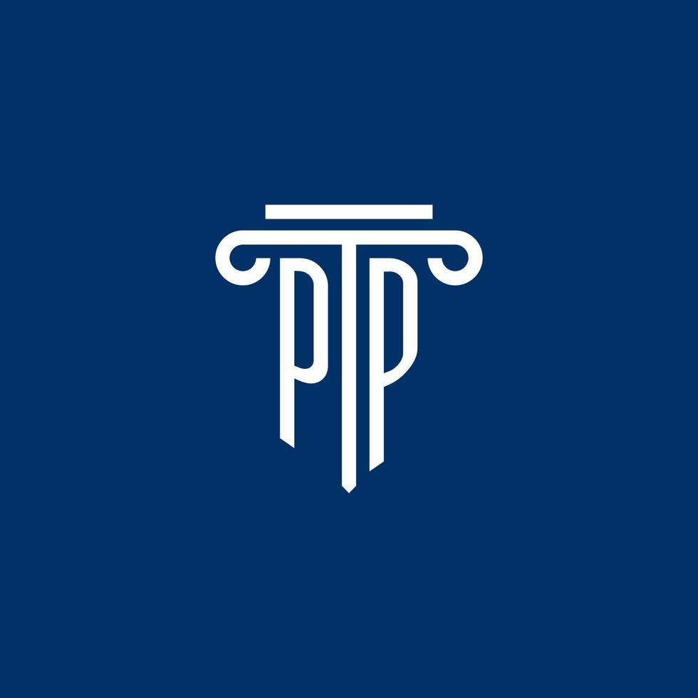 monogramme de logo initial pp avec icône de pilier simple vecteur