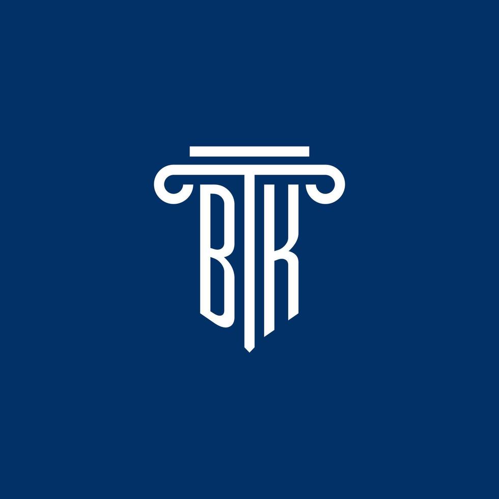 monogramme de logo initial bk avec icône de pilier simple vecteur