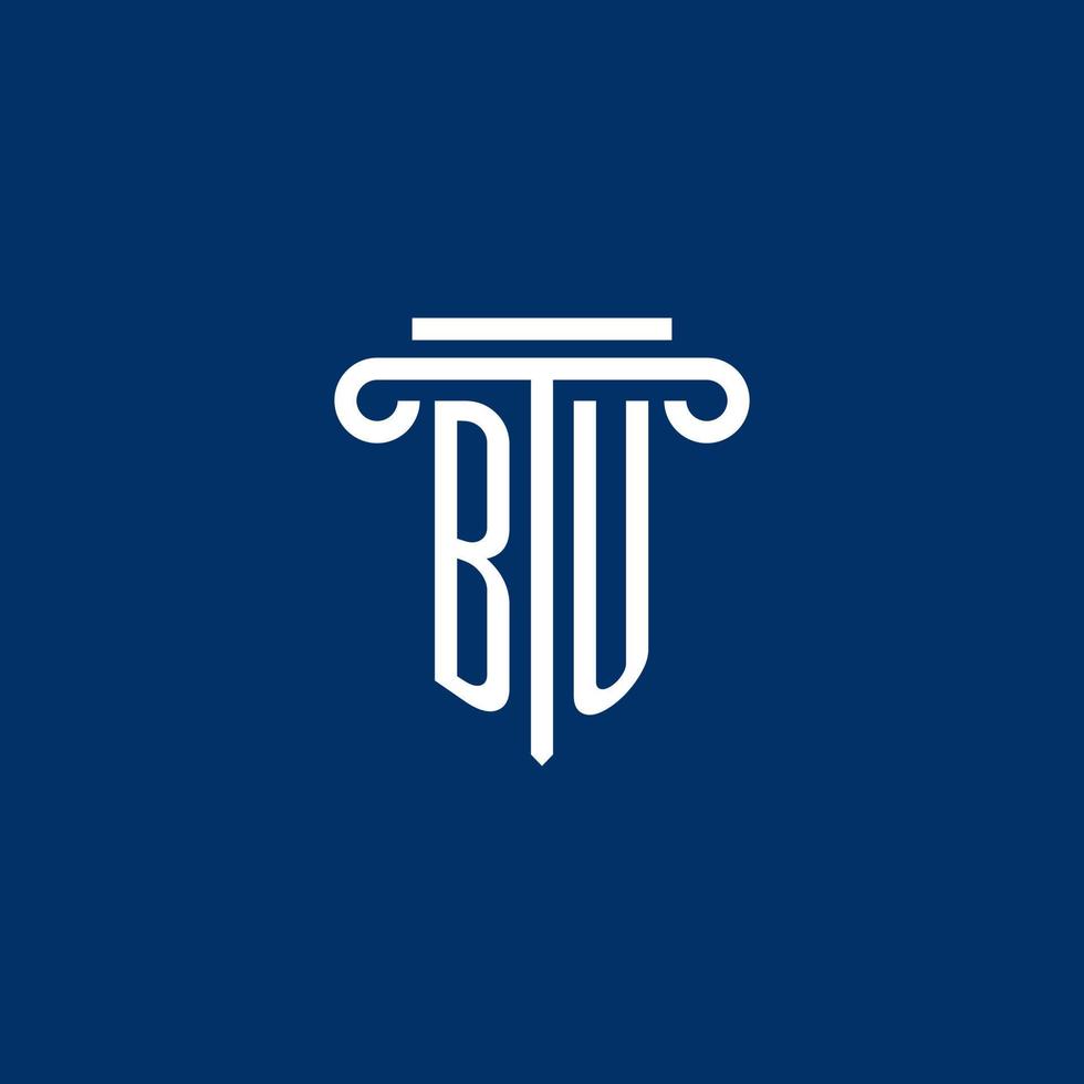monogramme de logo initial bu avec icône de pilier simple vecteur