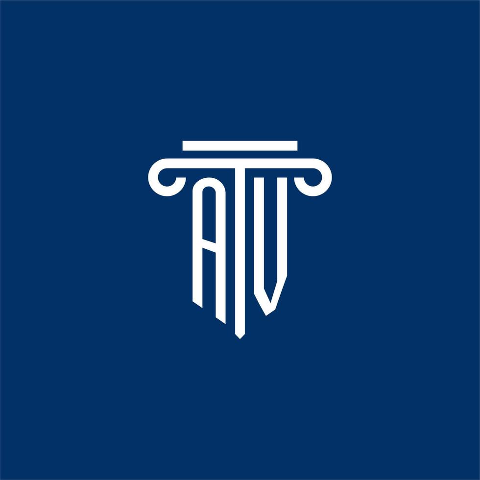 monogramme de logo initial av avec icône de pilier simple vecteur