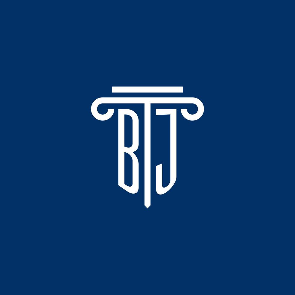 monogramme de logo initial bj avec icône de pilier simple vecteur