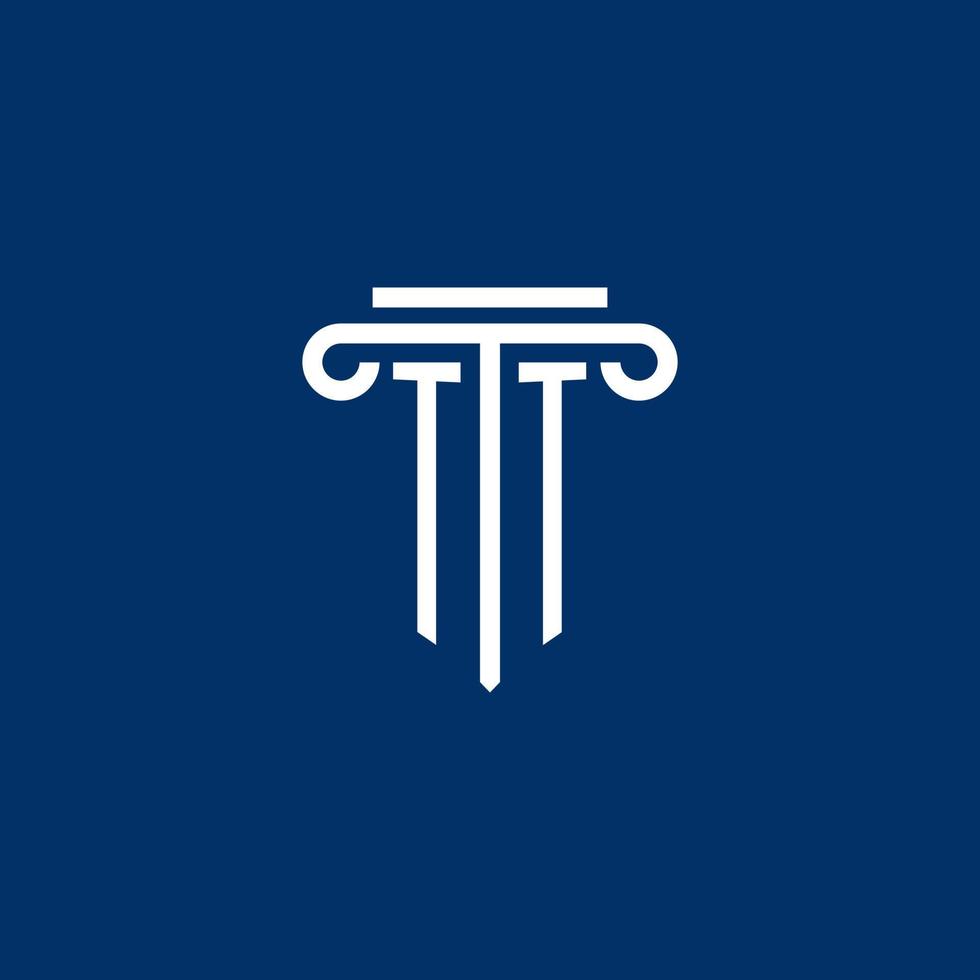 monogramme du logo initial tt avec simple icône de pilier vecteur