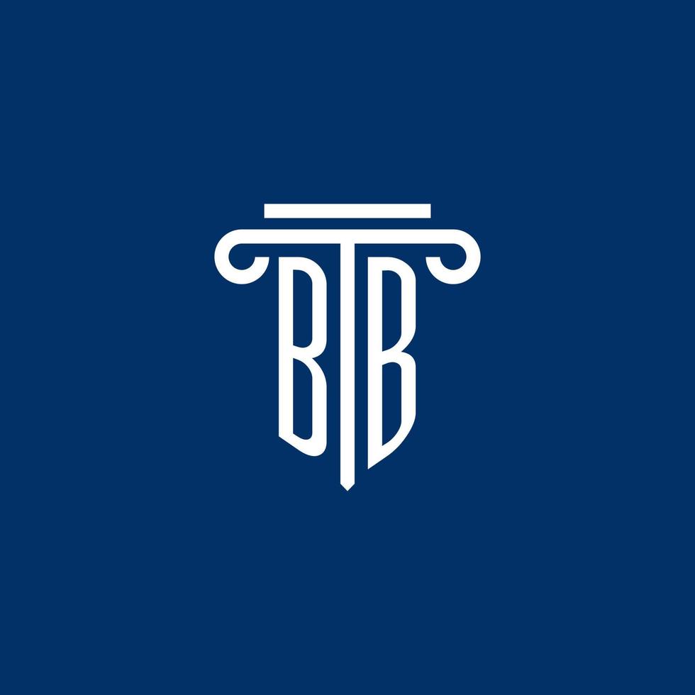 monogramme du logo initial bb avec une simple icône de pilier vecteur