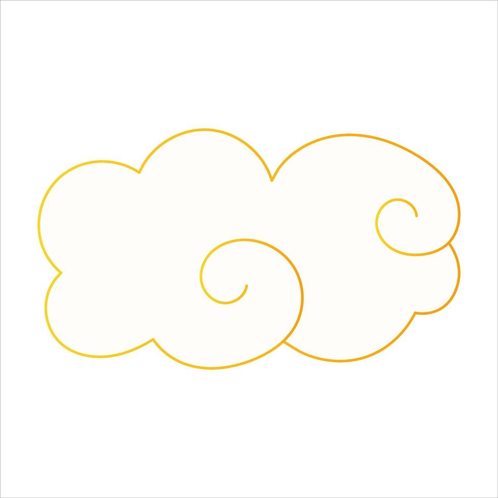 nuage japonais en style chinois avec trait d'or isolé sur fond blanc, élément chinois en style cartoon vecteur