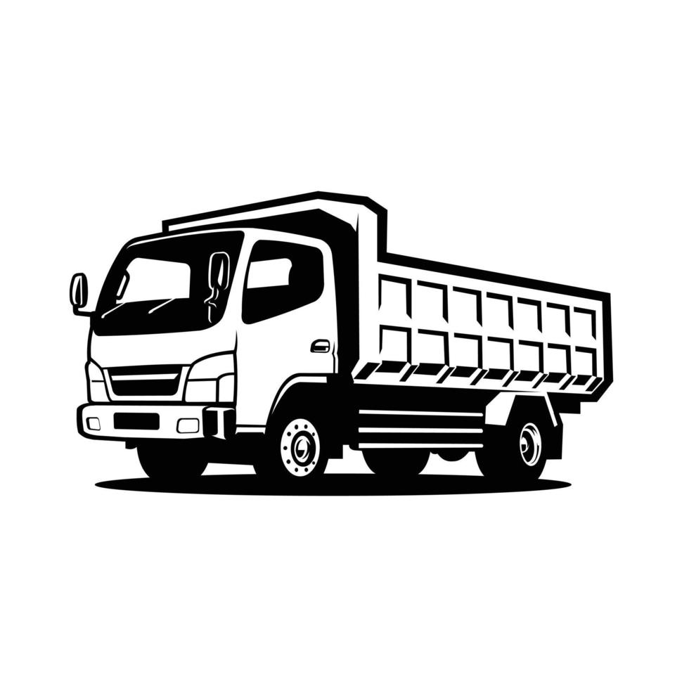 silhouette de camion à benne basculante vecteur monochrome isolé