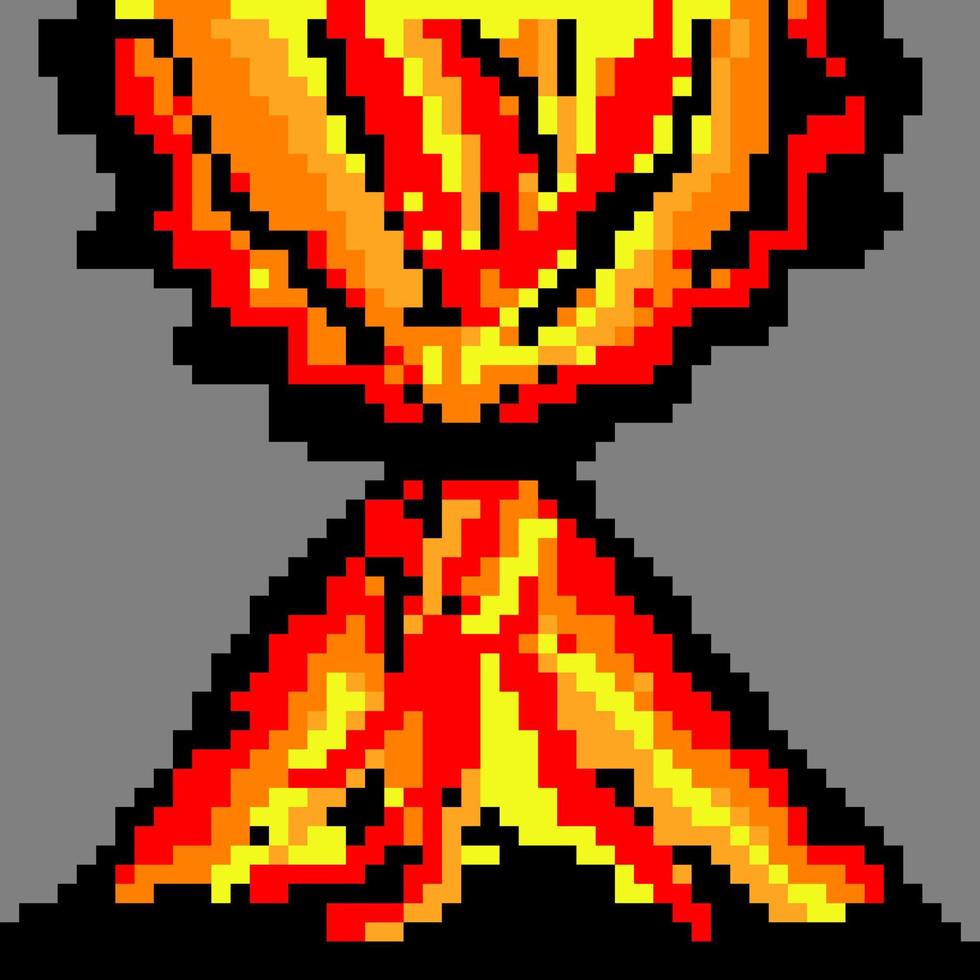 pixel art avec montagne volcanique. vecteur