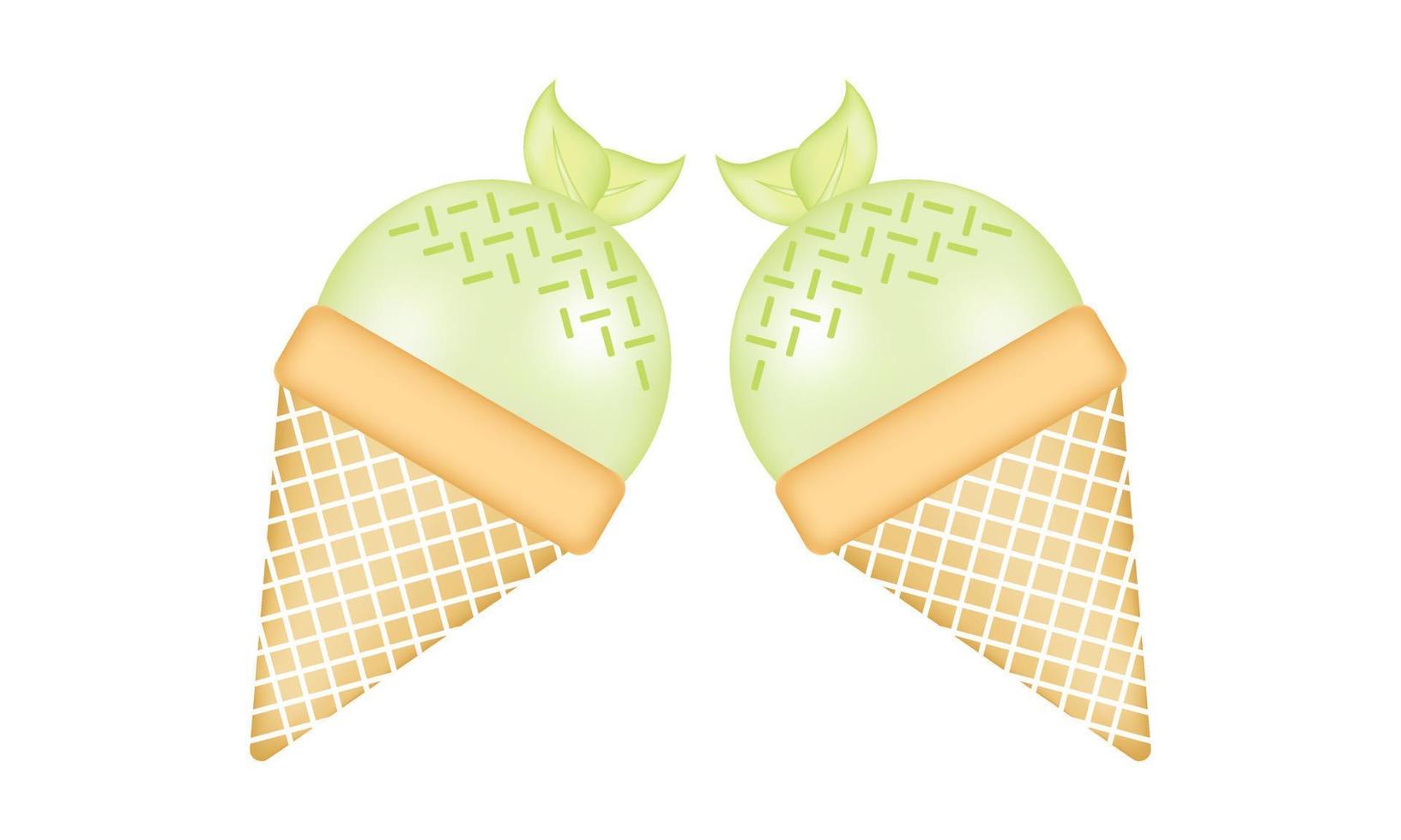 illustration de crème glacée au thé vert avec technique de maillage 3 vecteur