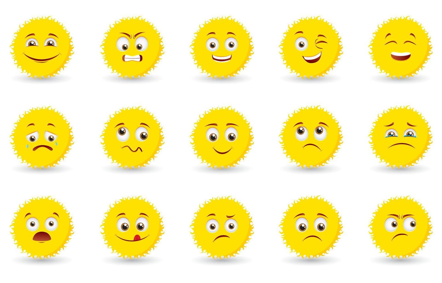 illustration vectorielle du soleil avec différentes émotions sur le visage vecteur
