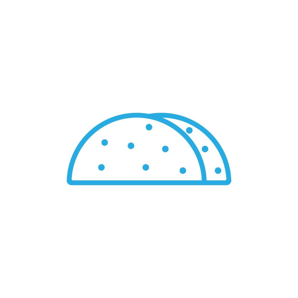 eps10 taco vecteur bleu avec icône de déjeuner mexicain coquille de tortilla isolé sur fond blanc. symbole de contour taco dans un style moderne simple et plat pour la conception, le logo et l'application de votre site Web