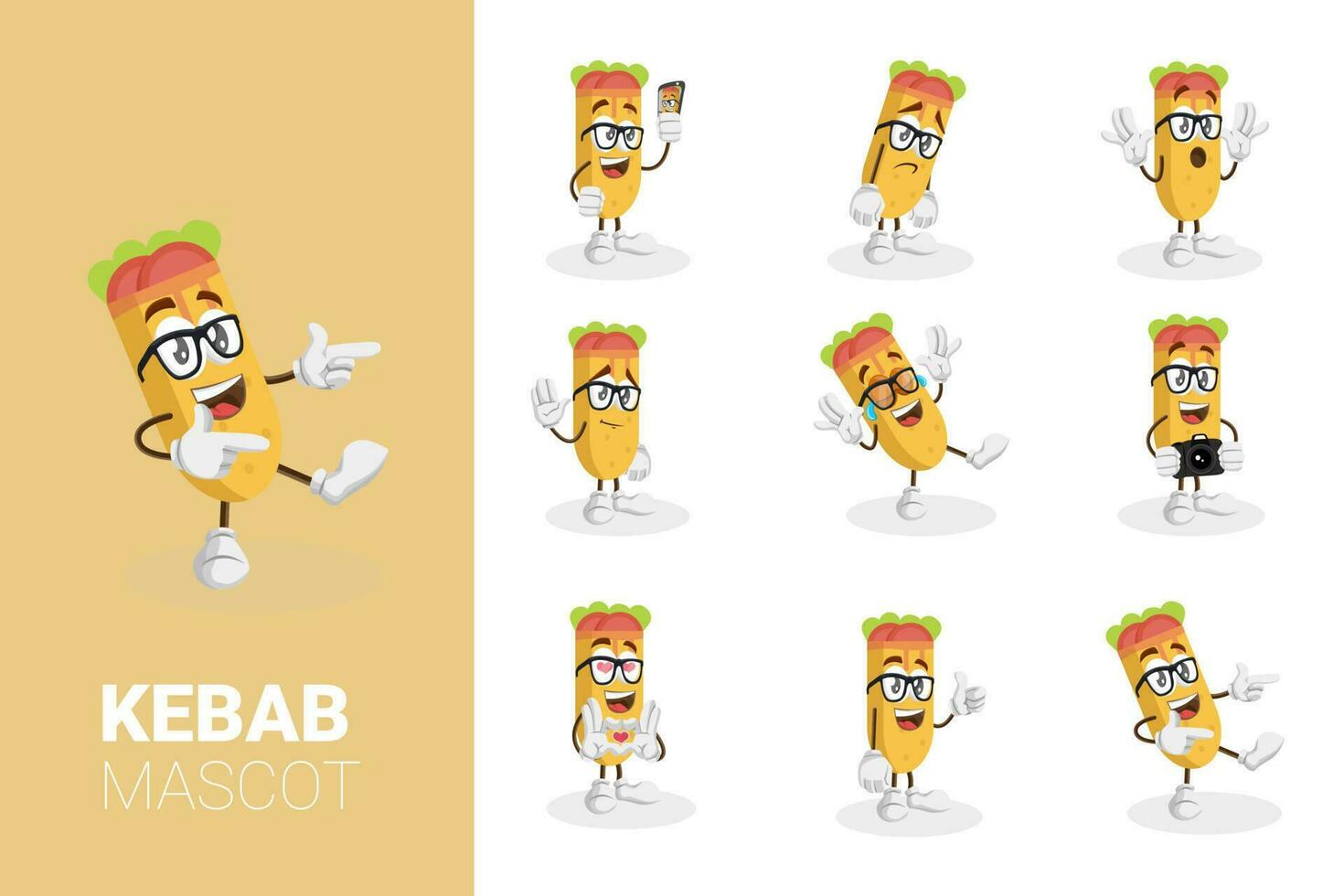 mascotte de kebab de dessin animé illustration vectorielle d'une mascotte de personnage de kebab mignon vecteur