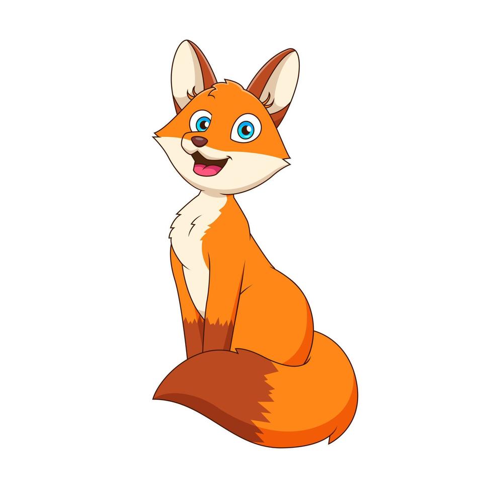 dessin animé mignon renard souriant. illustration vectorielle vecteur