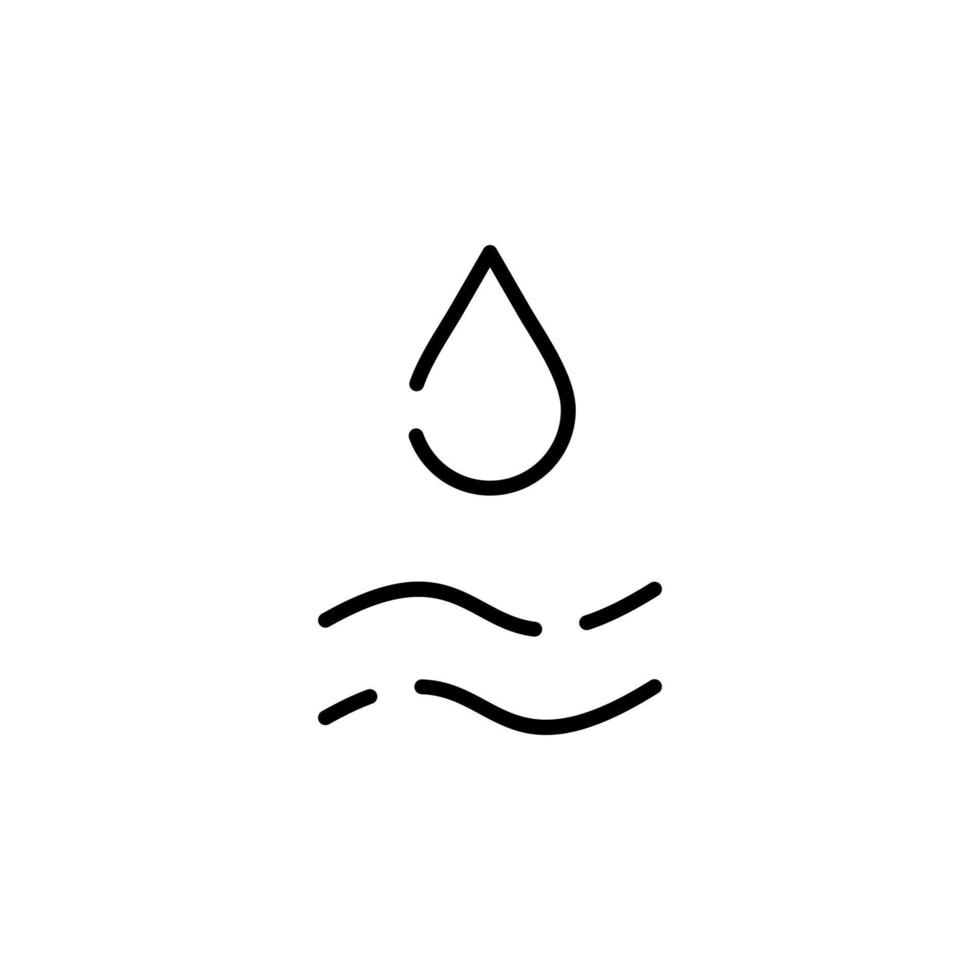 goutte d'eau, eau, gouttelette, liquide ligne pointillée icône illustration vectorielle modèle de logo. adapté à de nombreuses fins. vecteur