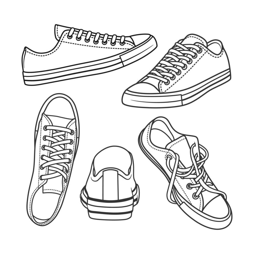 chaussures de baskets dessinées à la main collection de vecteurs d'art en ligne vecteur