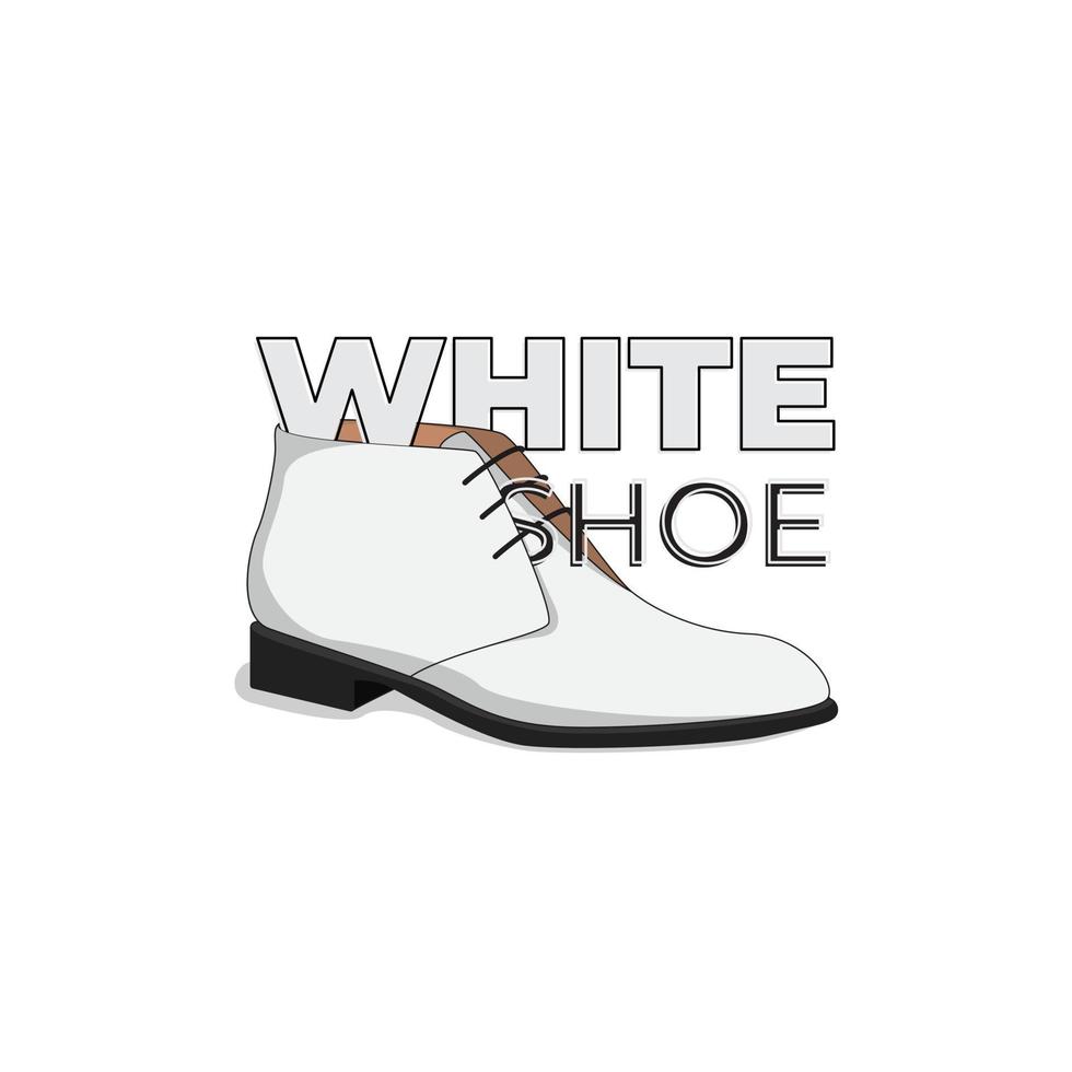 illustration de dessin animé de chaussure blanche avec un design typographique simple vecteur