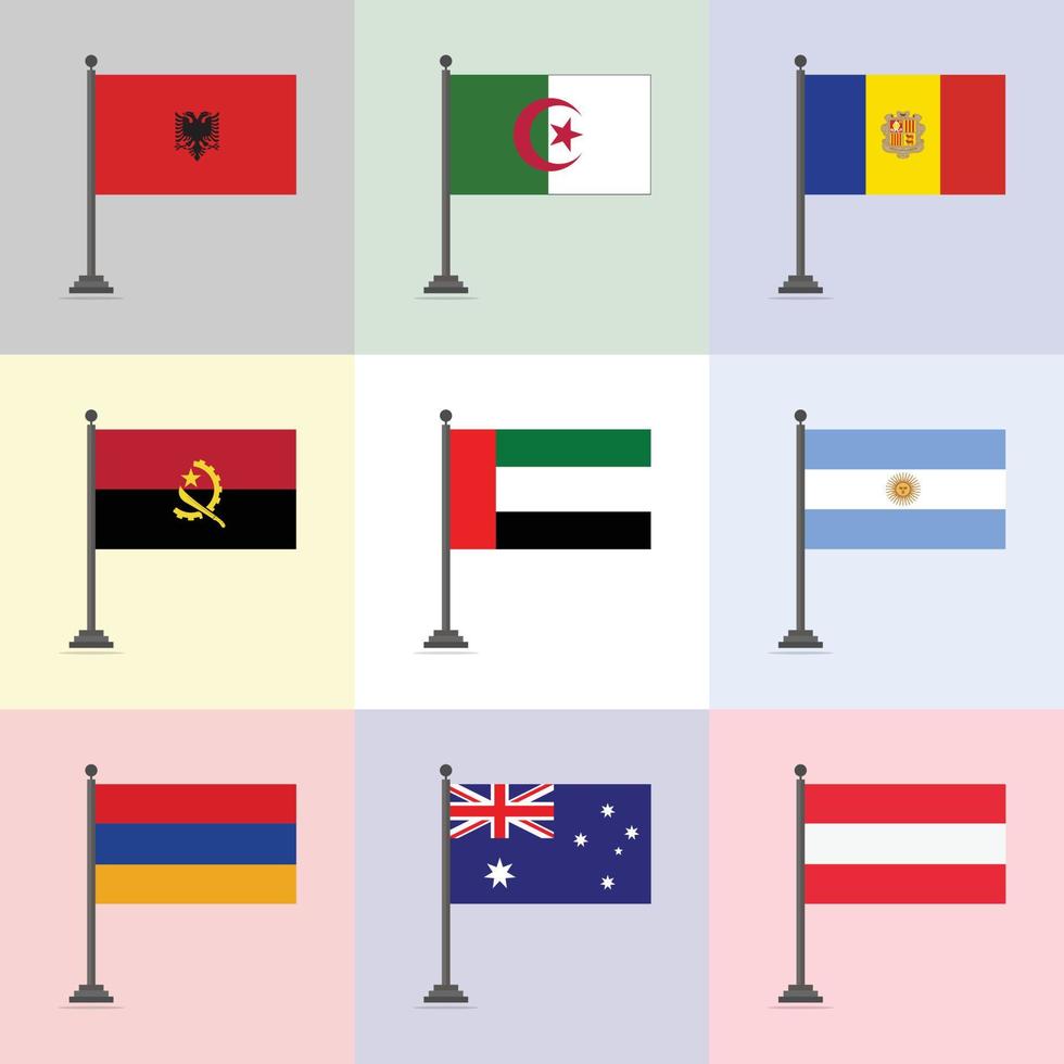 albanie algérie andorre angola émirats arabes unis argentine arménie australie autriche modèle de conception de drapeau vecteur