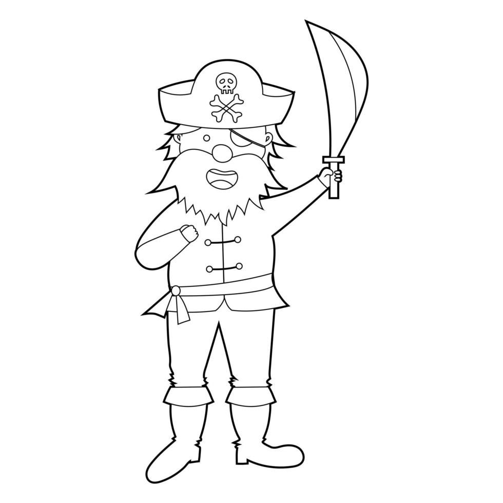 livre de coloriage pour les enfants, pirate de dessin animé. vecteur isolé sur fond blanc.