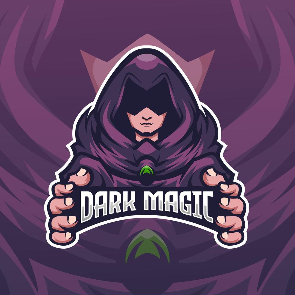 création de logo de mascotte de magicien noir vecteur