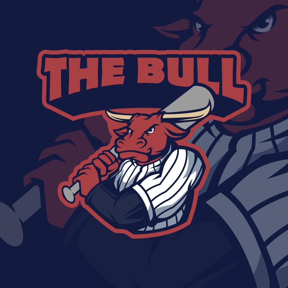 logo mascotte taureau baseball vecteur