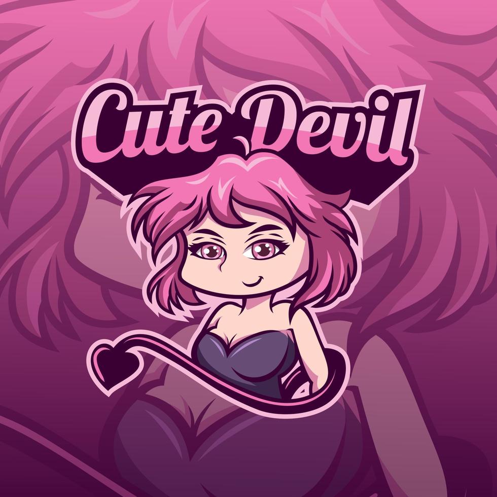 chibi et jolie mascotte de dame diable ou design de personnage vecteur