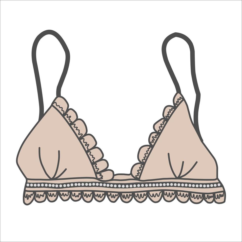 applique avec une tasse beige douce. illustration vectorielle de sous-vêtements avec un soutien-gorge. applique avec dentelle mise en évidence sur fond blanc vecteur