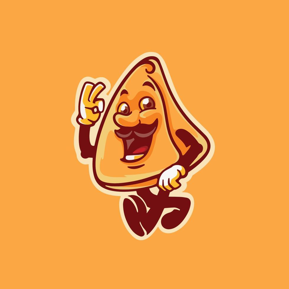 personnage de dessin animé de samosa de cuisine indienne vecteur