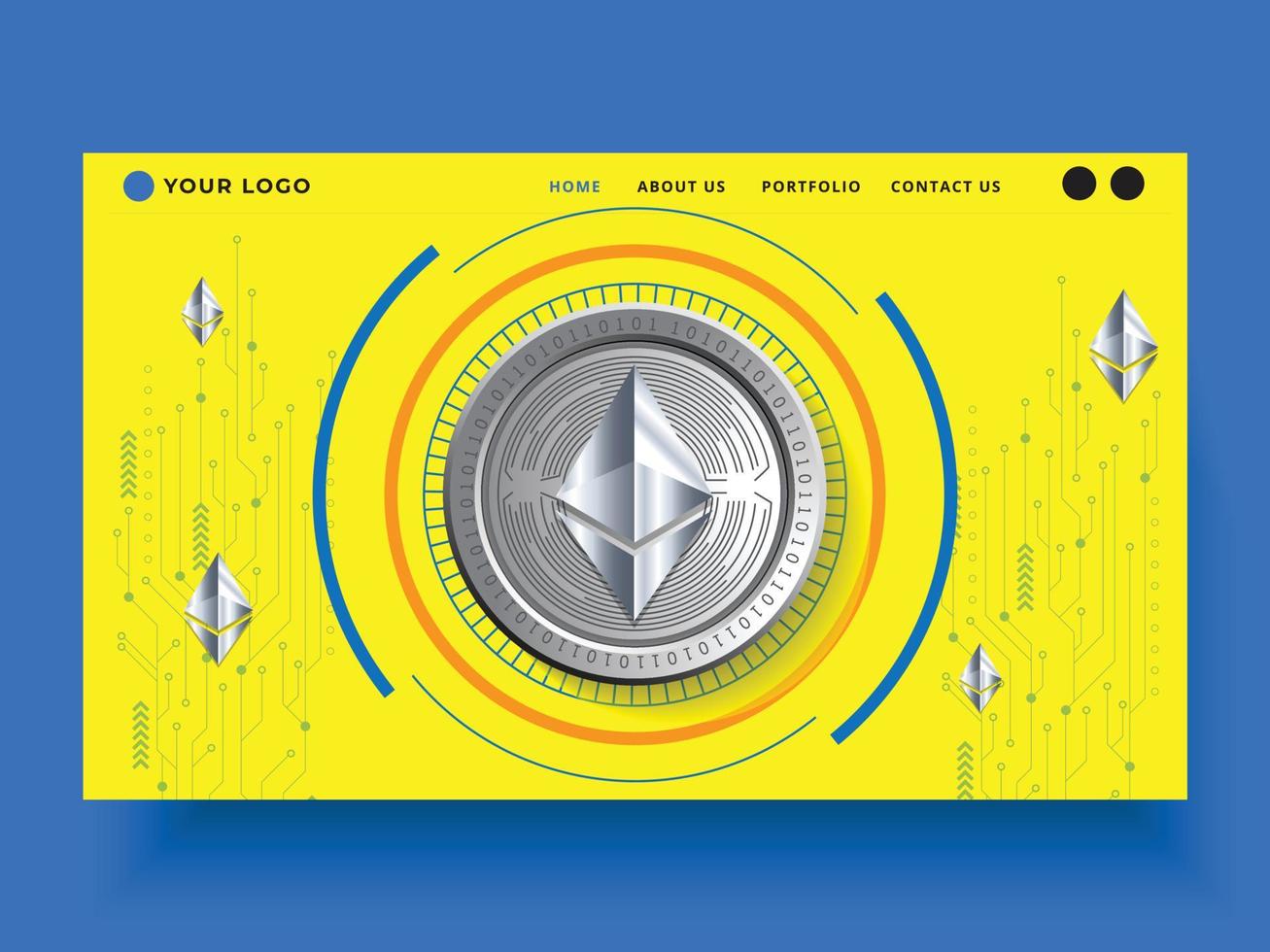 ethereum eth crypto monnaie pièce page de destination conception de l'interface utilisateur modèle de vecteur gratuit