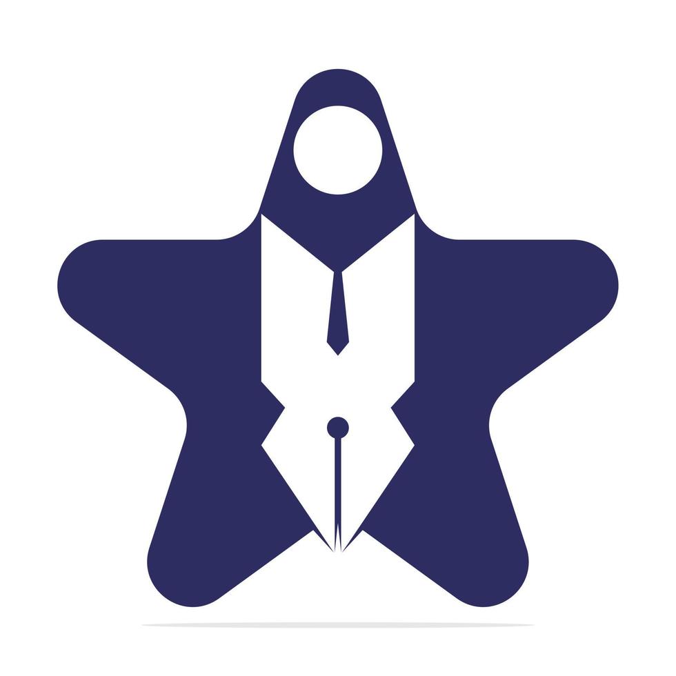 stylo créatif étoile avec modèle de conception de logo de signe humain. caractère humain et logo de stylo. vecteur