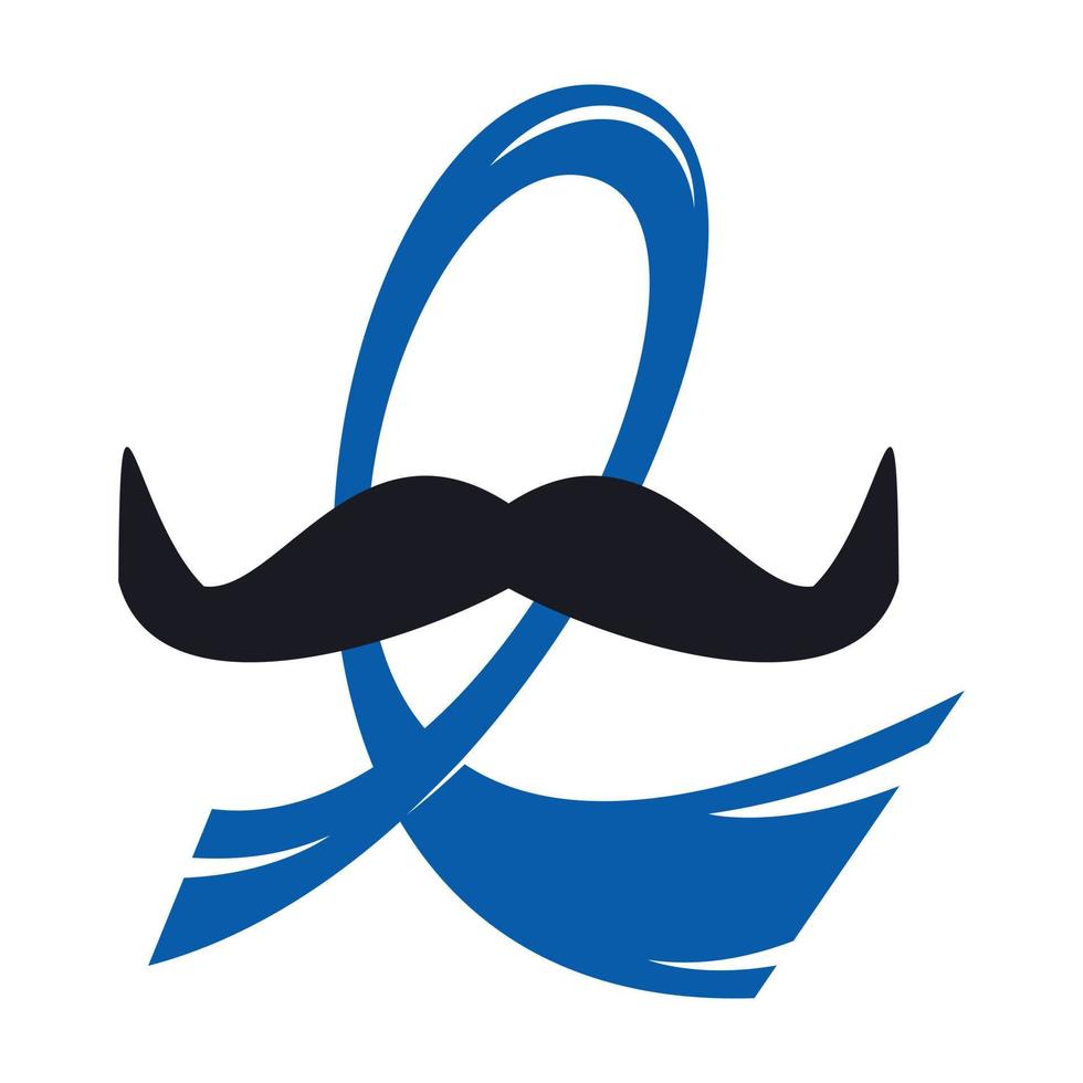 ruban bleu et conception de modèle vectoriel de sensibilisation au cancer de la moustache. grandir vecteur de carte de texte.