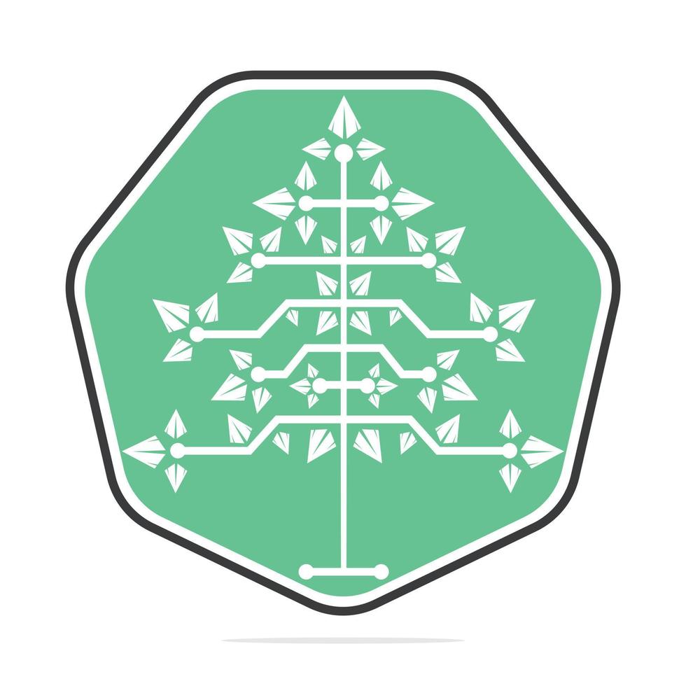 arbre de Noël numérique de vecteur. conception de modèle de vecteur d'arbre de triangle technique.