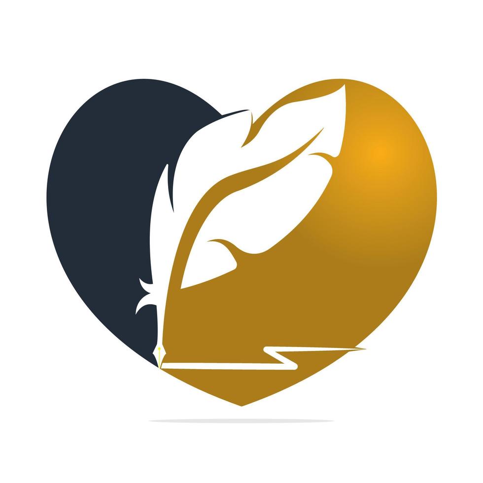création vectorielle de logo de plume d'oie d'amour. conception de style plat icône écrivain avec couleur pour identité, entreprise et bouton. vecteur