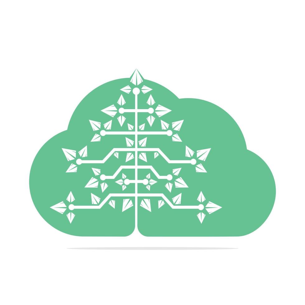 arbre de noël numérique nuage. conception de modèle de vecteur d'arbre de triangle technique.