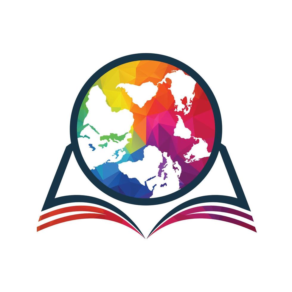 concept de logo d'éducation avec icône de livre et globe. logo de l'éducation internationale avec globe et signe de livre. vecteur