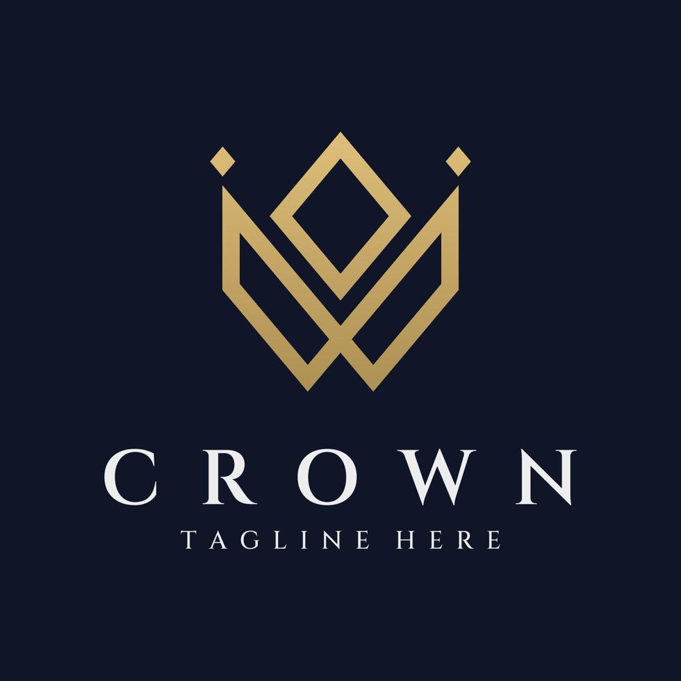 conception de modèle de logo abstrait de couronne royale de luxe. couronne avec monogramme, avec des lignes élégantes et minimalistes isolées sur le fond. vecteur