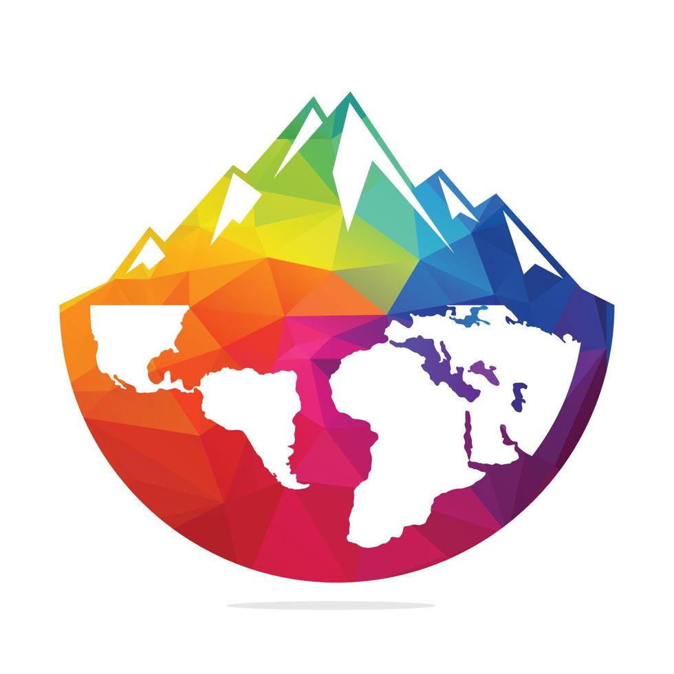 vecteur de conception de modèle de logo de montagne global. logo de l'agence de voyages des destinations d'hiver.
