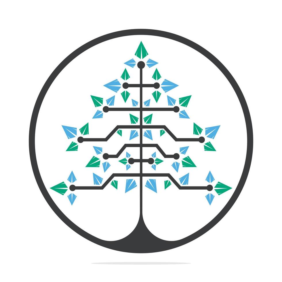 arbre de Noël numérique de vecteur. conception de modèle de vecteur d'arbre de triangle technique.