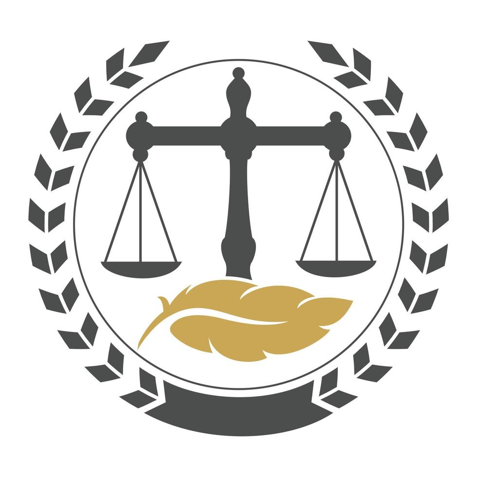 équilibre de la loi sur la conception du logo monogramme plume et avocat. création de logo vectoriel de cabinet d'avocats et de bureau.