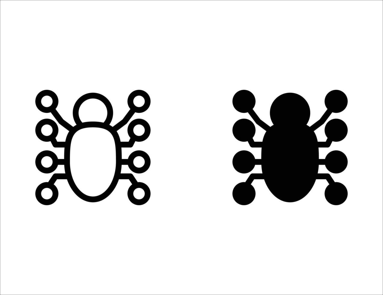 icône de bogue. icône de contour et icône solide vecteur