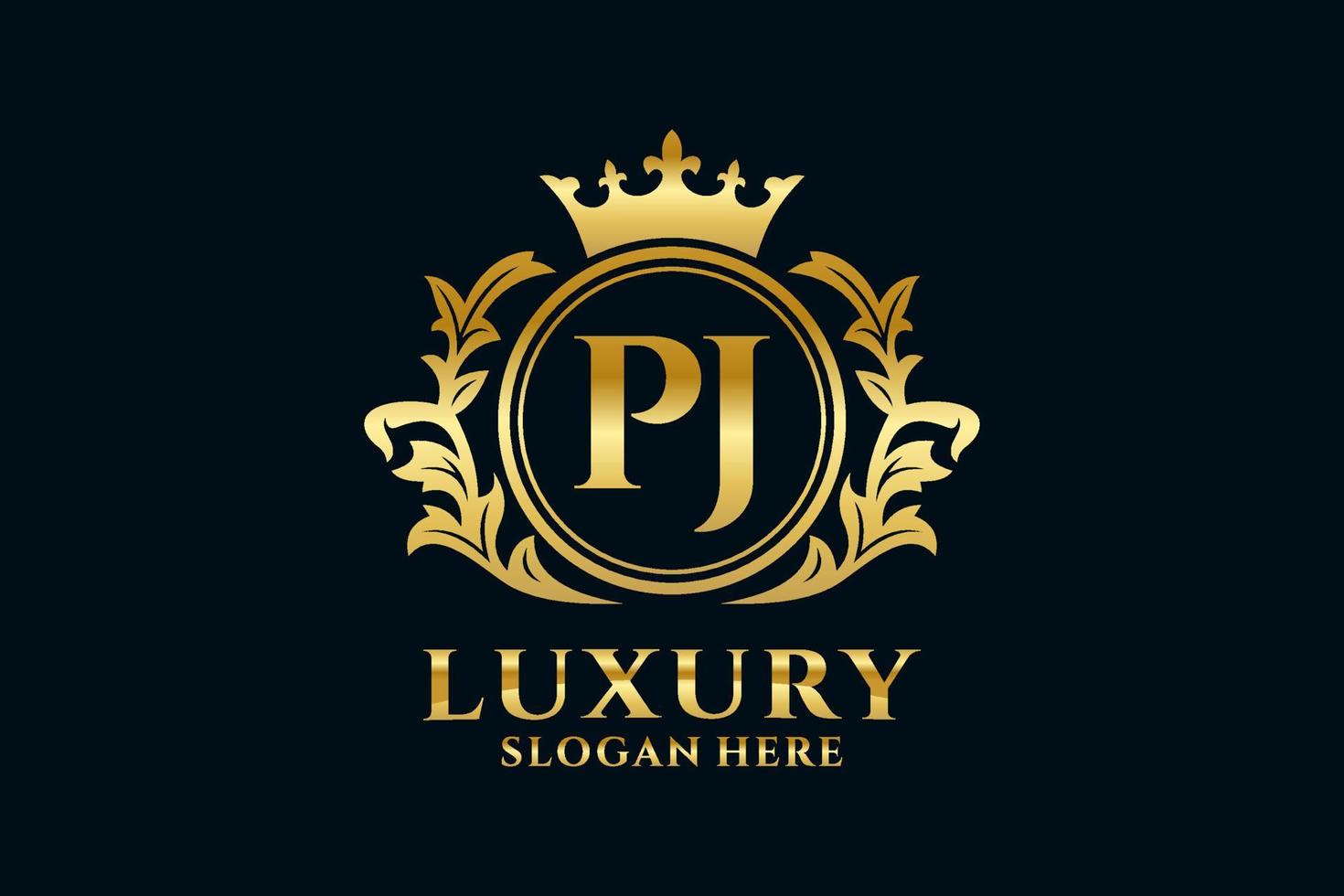 modèle initial de logo de luxe royal de lettre pj dans l'art vectoriel pour des projets de marque luxueux et d'autres illustrations vectorielles.