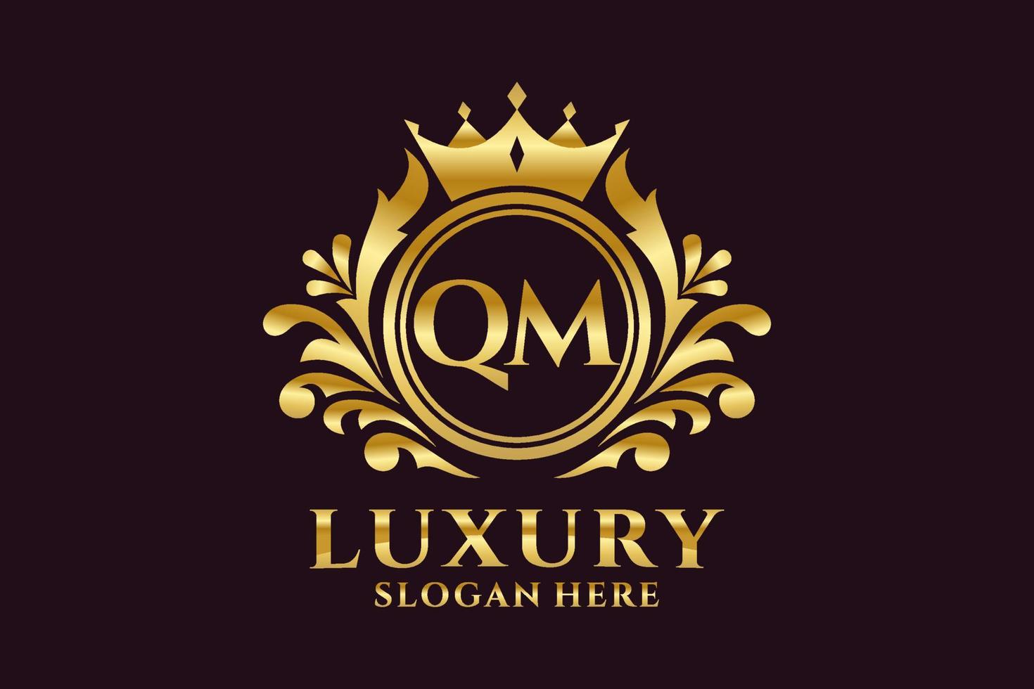 modèle initial de logo de luxe royal de lettre qm dans l'art vectoriel pour des projets de marque luxueux et d'autres illustrations vectorielles.