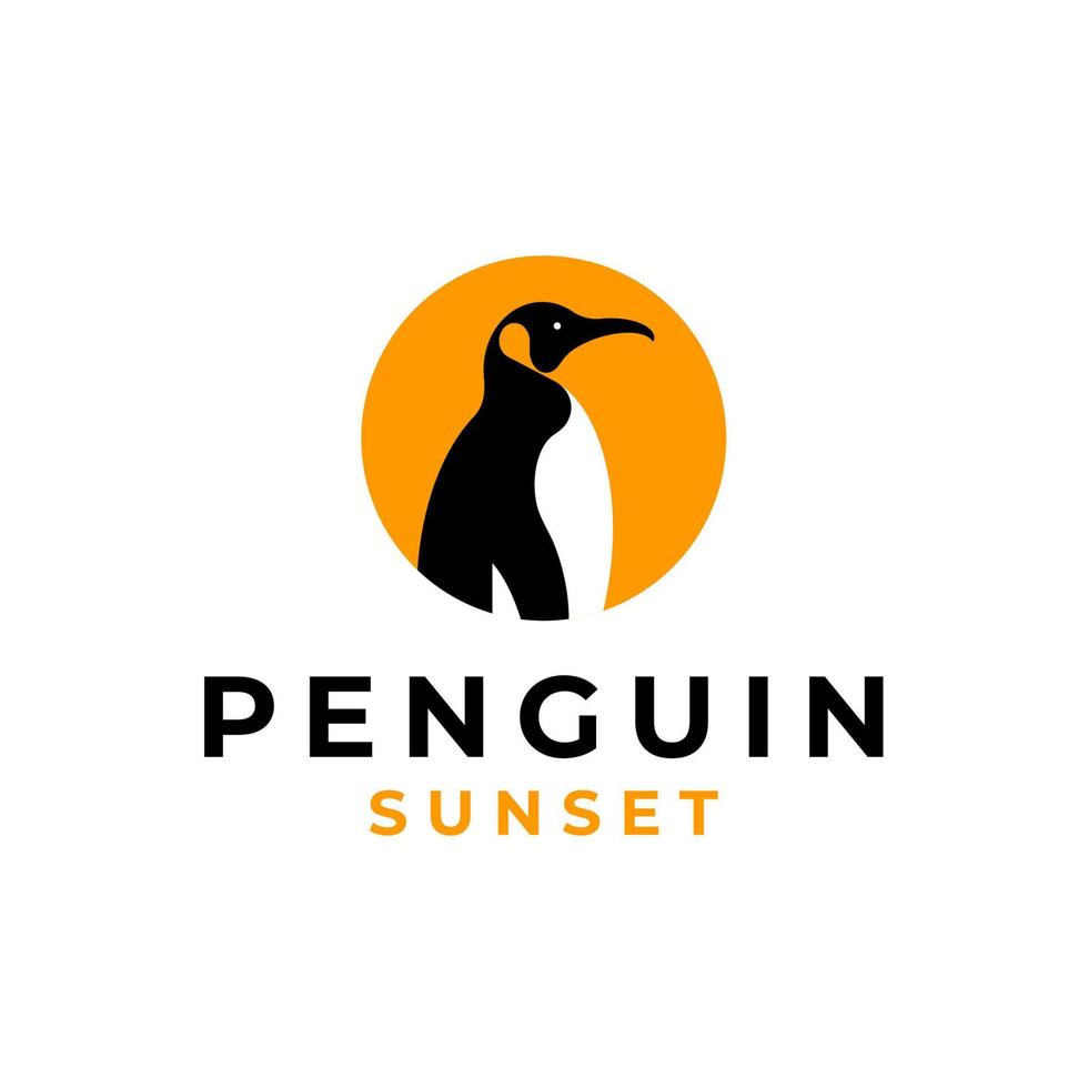 conception de logo coucher de soleil pingouin.eps vecteur