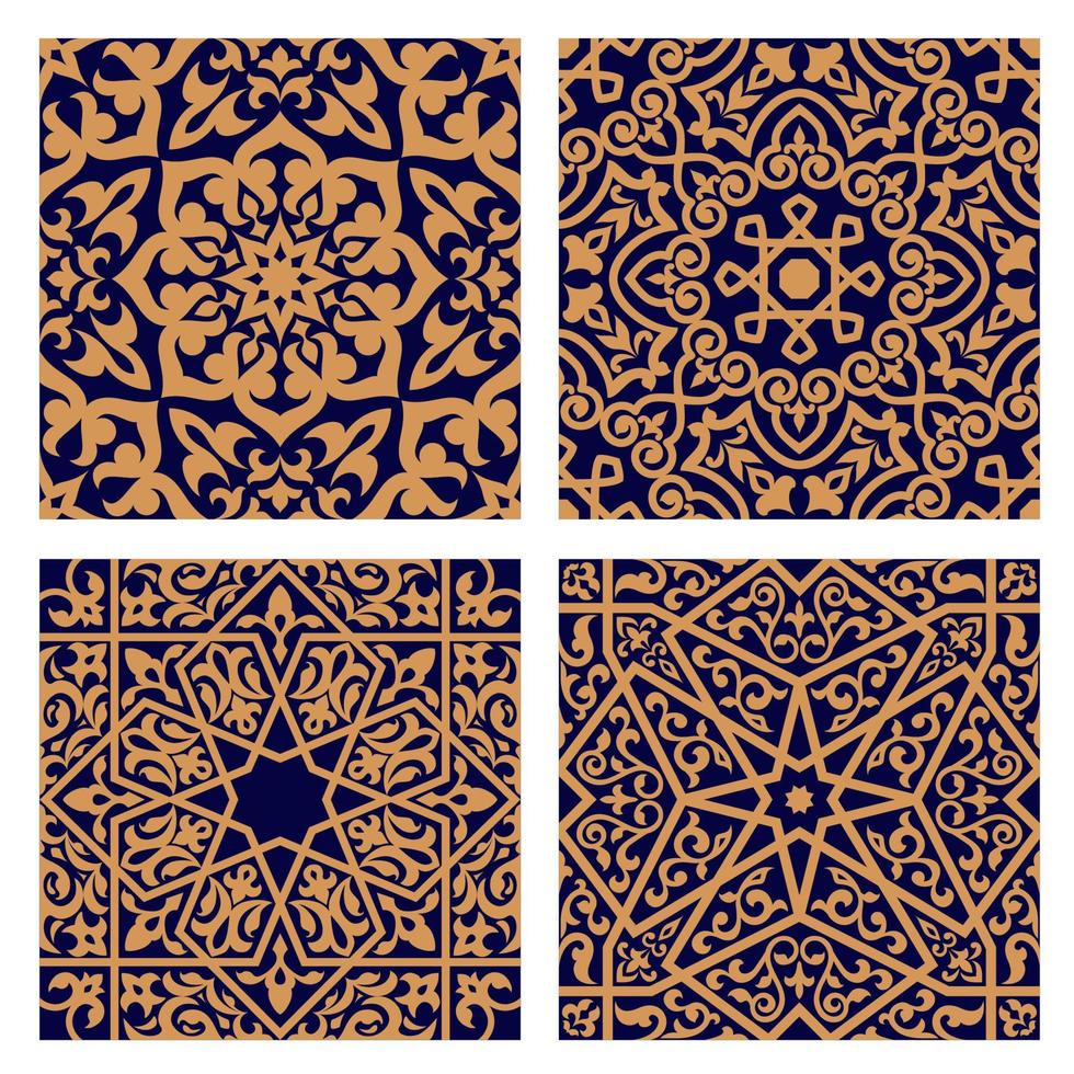 motifs géométriques sans couture arabes avec des éléments de feuillage vecteur
