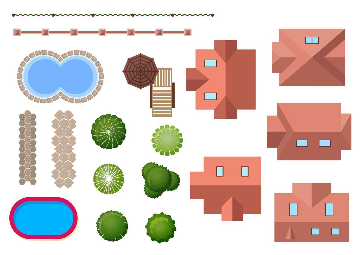 éléments de la maison, du paysage et de la propriété vecteur