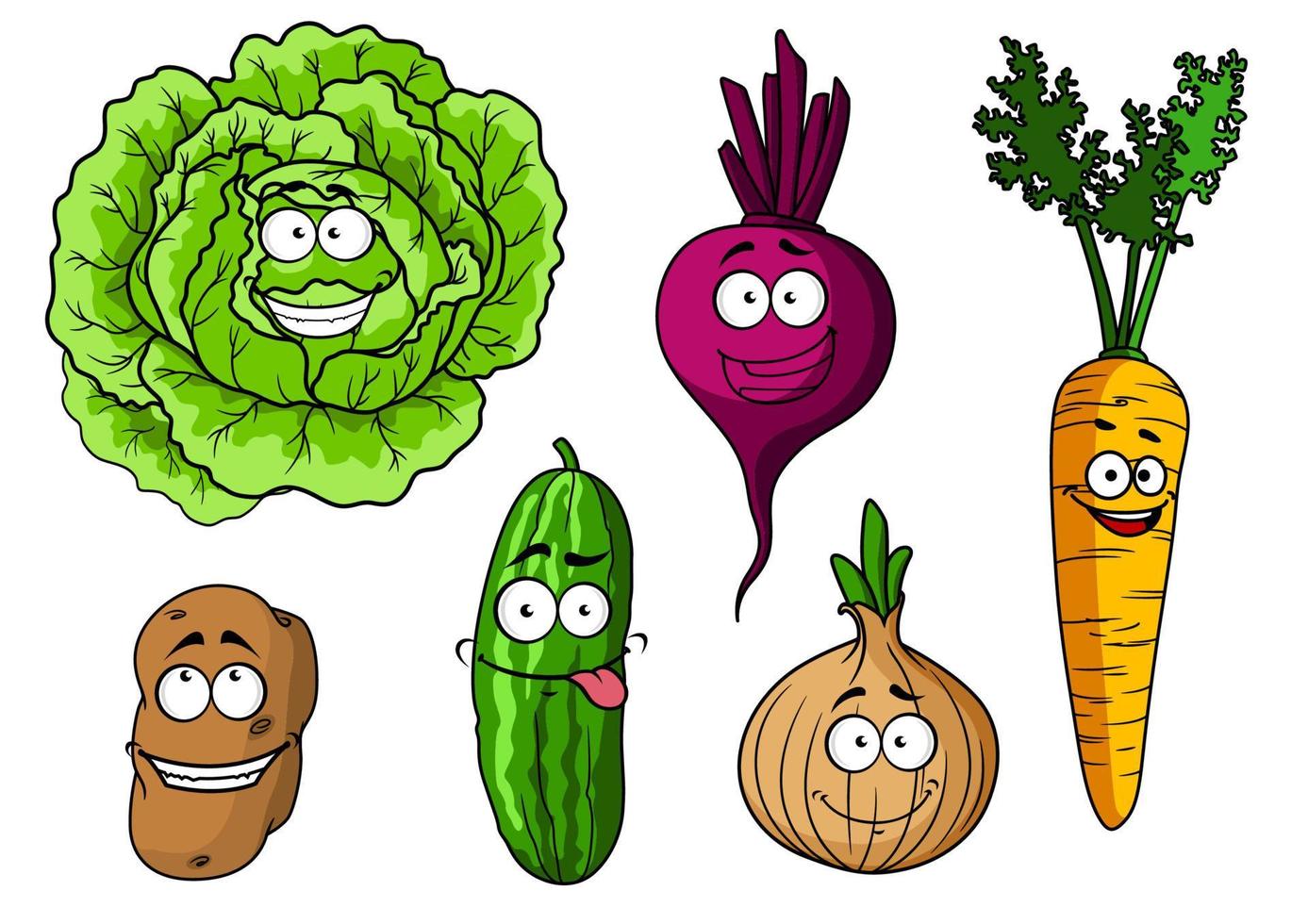 ensemble de légumes frais de dessin animé vecteur