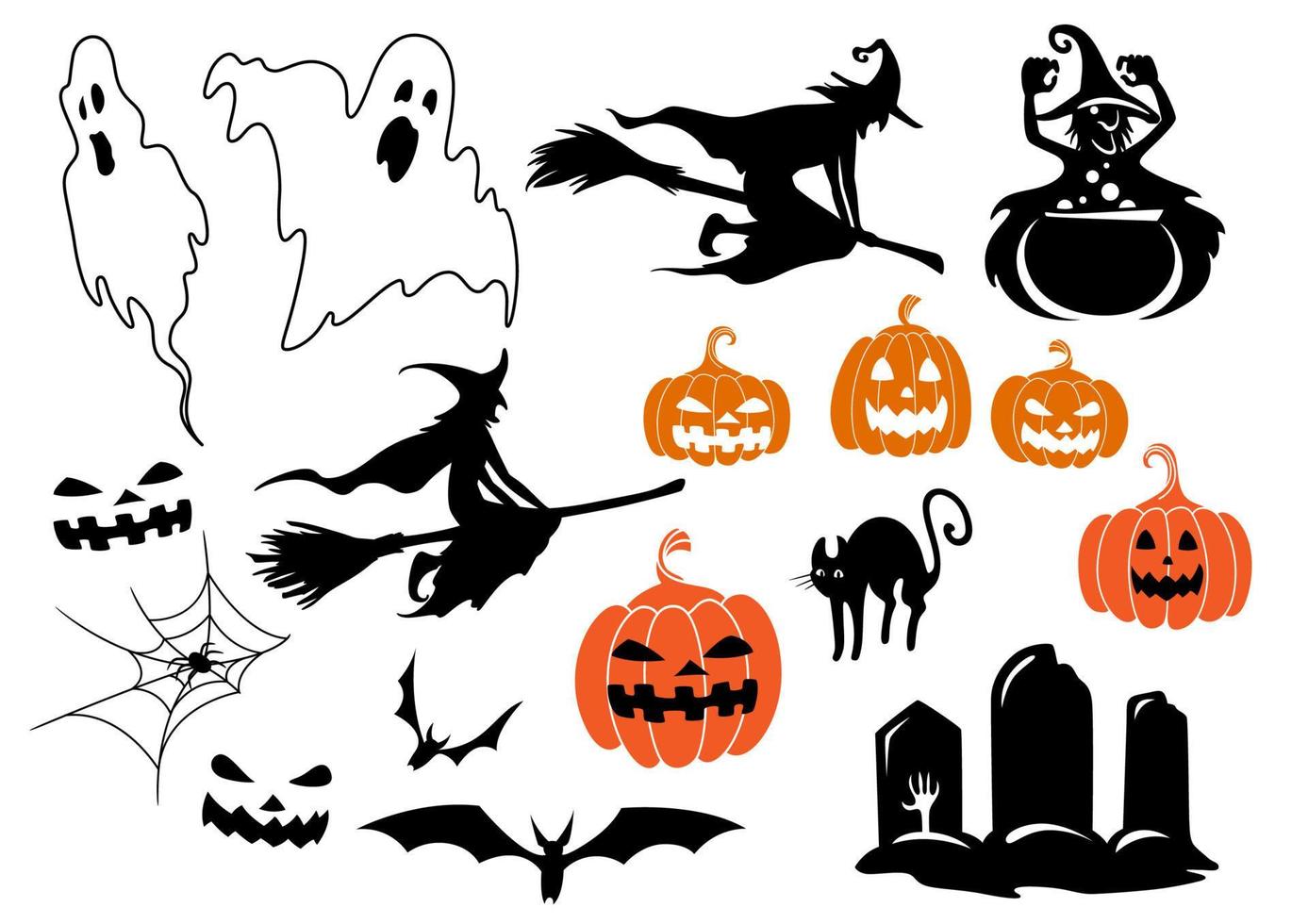 éléments de design et personnages sur le thème d'halloween vecteur