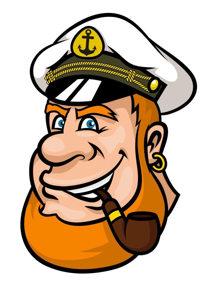 capitaine de dessin animé heureux ou personnage de marin vecteur