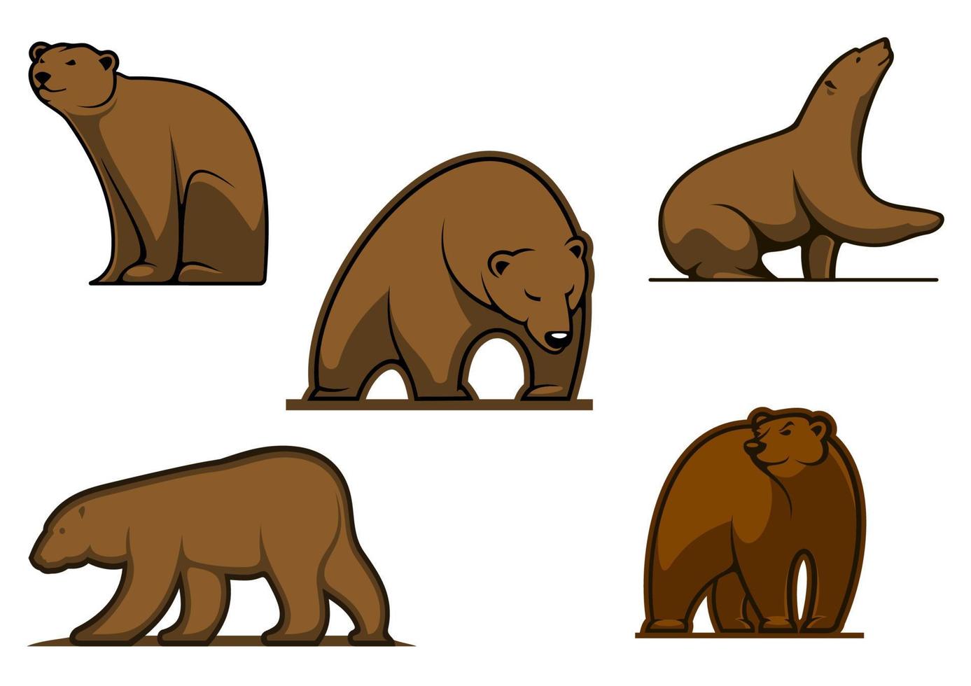 personnages d'ours de couleur marron vecteur