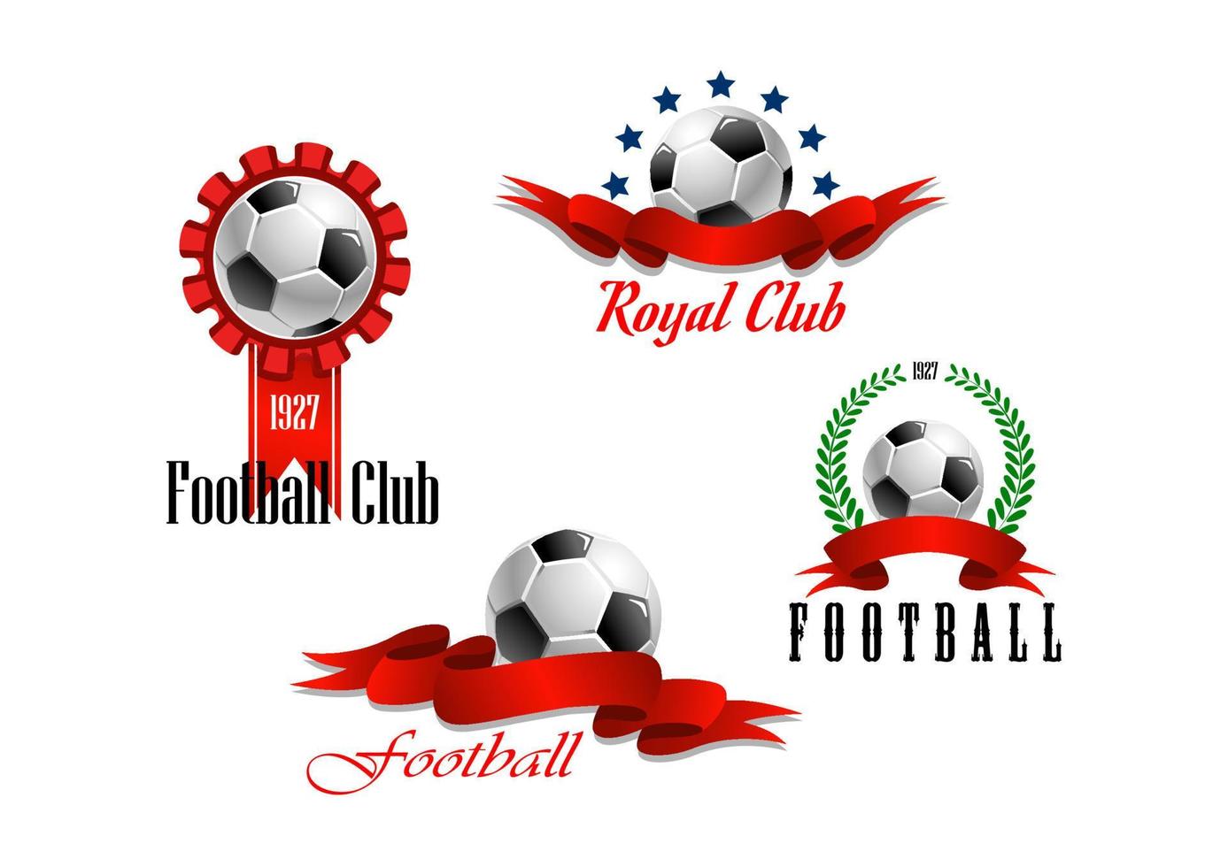 quatre emblèmes de football et de football vecteur