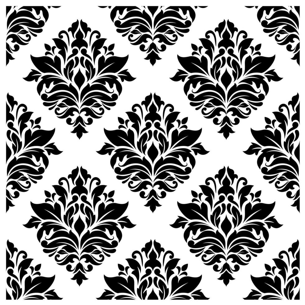 design de fond floral damassé noir sans soudure vecteur