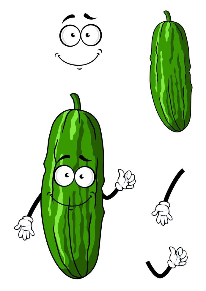 concombre de dessin animé vert heureux vecteur